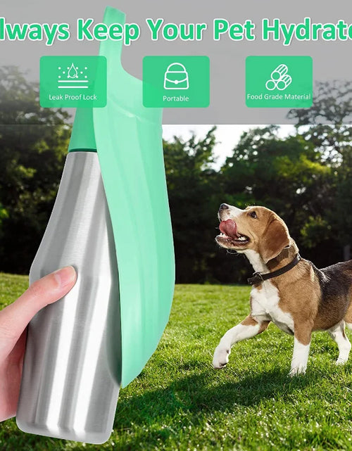 Load image into Gallery viewer, Large Dog Water Bottle Stainless Steel Outdoor Portable Dog Water Bowl Puppy Travel Water Basin Pet Supplies for All Dogs Breeds
