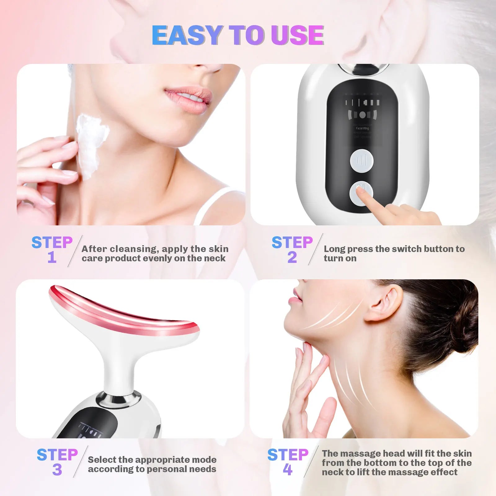 Neck Face Beauty Device EMS Neck Facial Lifting Massager Double Chin Remover Wrinkle Removal LED Light Therapy Skin Lift Tighten
