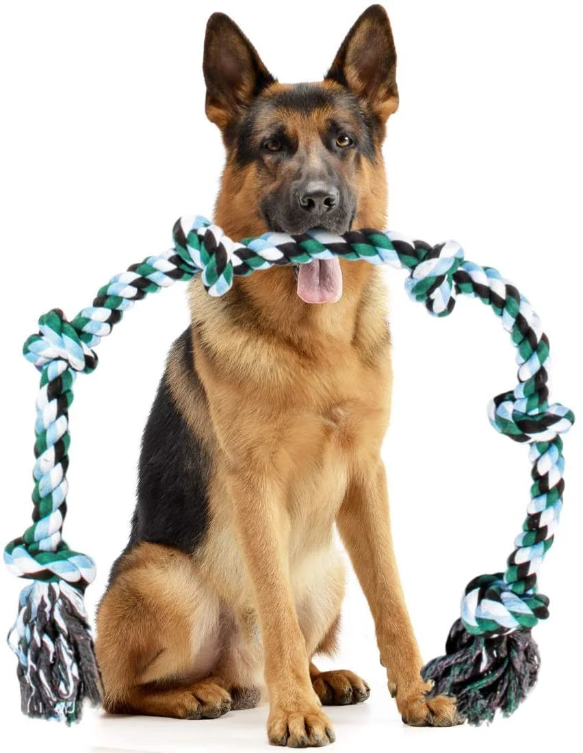 ATUBAN Giant Dog Rope Toy for Extra Large Dogs-Indestructible Dog Toy for Aggressive Chewers and Large Breeds 42IN Long 6 Knot
